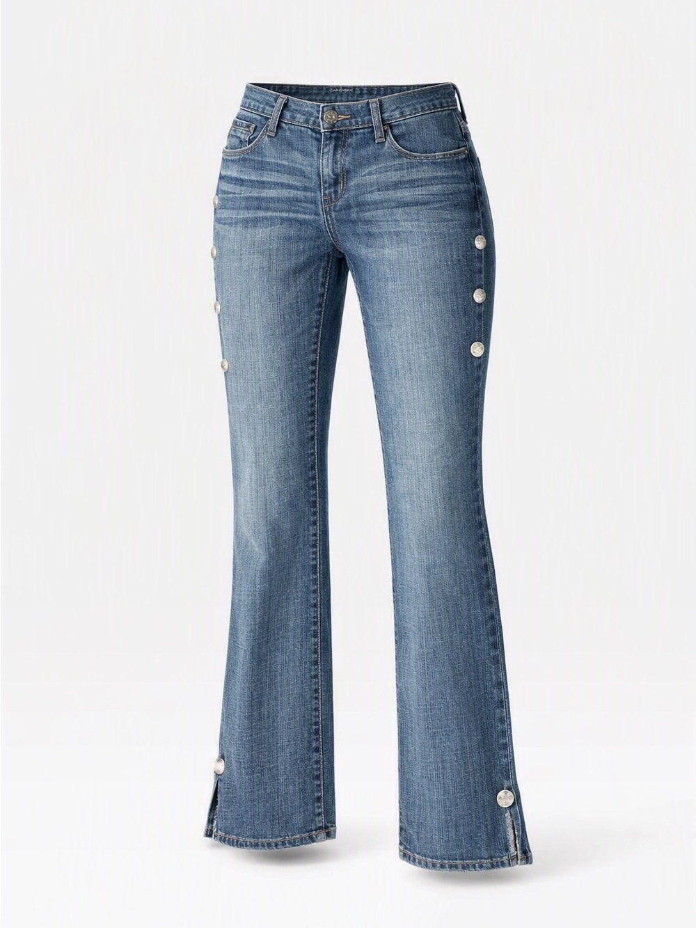 Cruel Girl Relaxed Jeans Size 13 X Long Blue Denim Button Flare